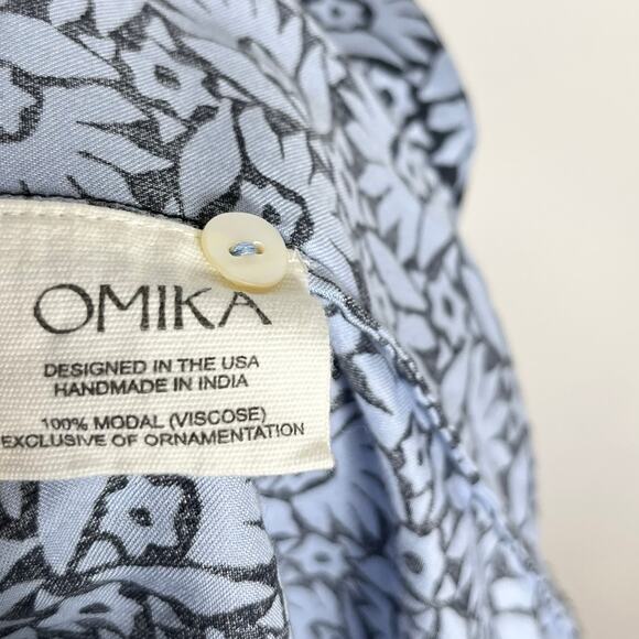 Omika Wilora Mini Dress Womens Small Blue Floral Tiered Pockets Ruffle Feminine - Picture 12 of 13